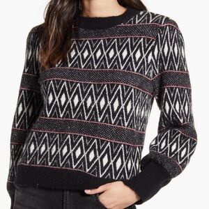 Rails ANA Nordic Black and White Diamond Pattern Sweater- Size S